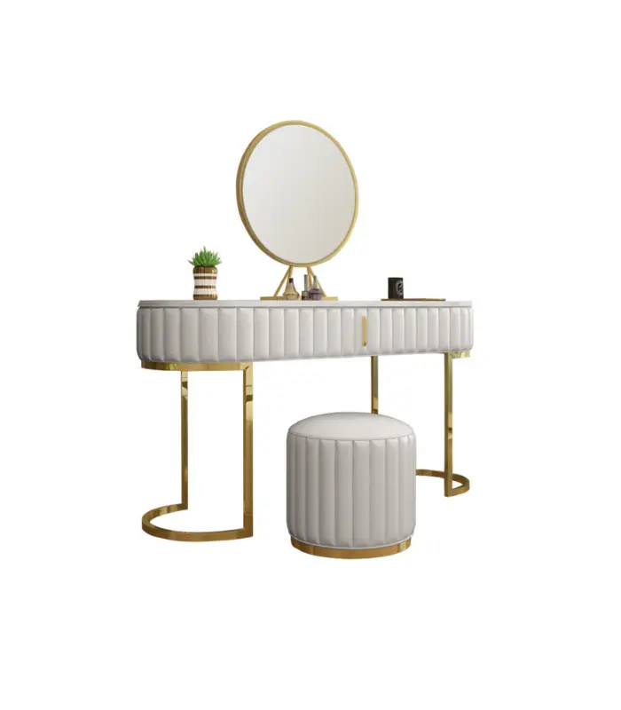 CONSOLE VERSA + MIROIR + POUFF