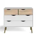 BOSTON COMMODE 4 TIR BLANC/CHENE GOLD