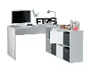 ADAPTA BUREAU D’ANGLE EN BOIS EFFET BETON AVEC BIBILIOTHEQUE