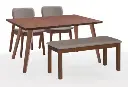MERLIN TABLE À MANGER+1 BANC+4 CHAISES GRIS